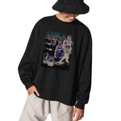 90s Luka Doncic Sweatshirt American Basketball Shirt Collection - BLACK