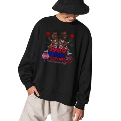 NBA Playoffs 1989 Caricature Sweatshirt, Basketball Chicago Bulls Sweatshirt - BLACK