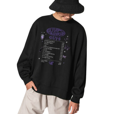 Olivia Rodrigo Guts Tour Sweatshirt, Olivia Guts Sweatshirt - BLACK