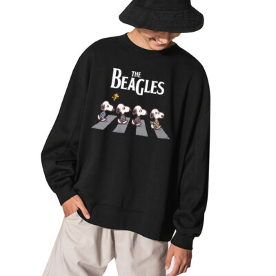 The Beagles Sweatshirt, Abbey Road Inspired Fall Dogs Shirt, Funny Beatles Inspired - BLACK
