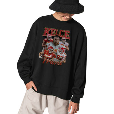Travis Kelce Sweatshirt, Travis Kelce Football Shirt, Kansas City - BLACK