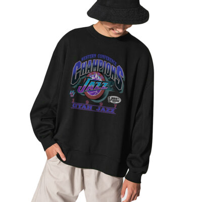 Utah Jazz 1997 Nba Finals 90s Basketball Western Conference Sweatshirt - BLACK