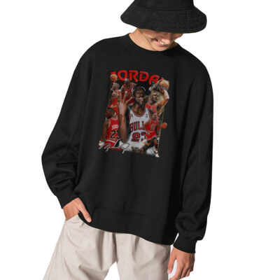 90s Basketball Style Sweatshirt, Michael Jordan Graphic Sweatshirt - BLACK