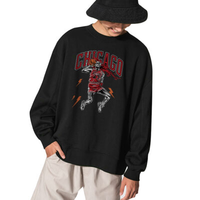 Premium Overd Chicago Bulls MJ AIR T Sweatshirt - BLACK