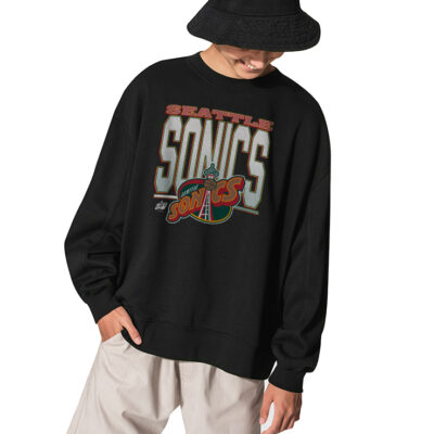 Seattle Sonics Sweatshirt Iconic Big Logo - BLACK